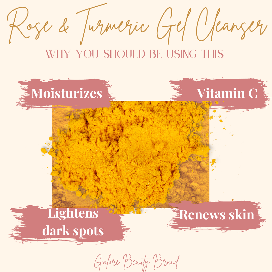Rose and Turmeric Gel Cleanser ingredients and benefits - brightens skin and fades dark spots