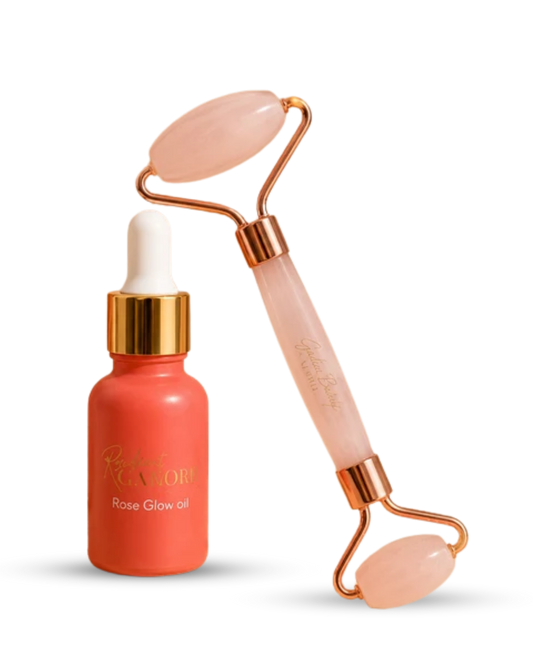 Rose Glow Oil + Rose Quartz Face Roller DUO