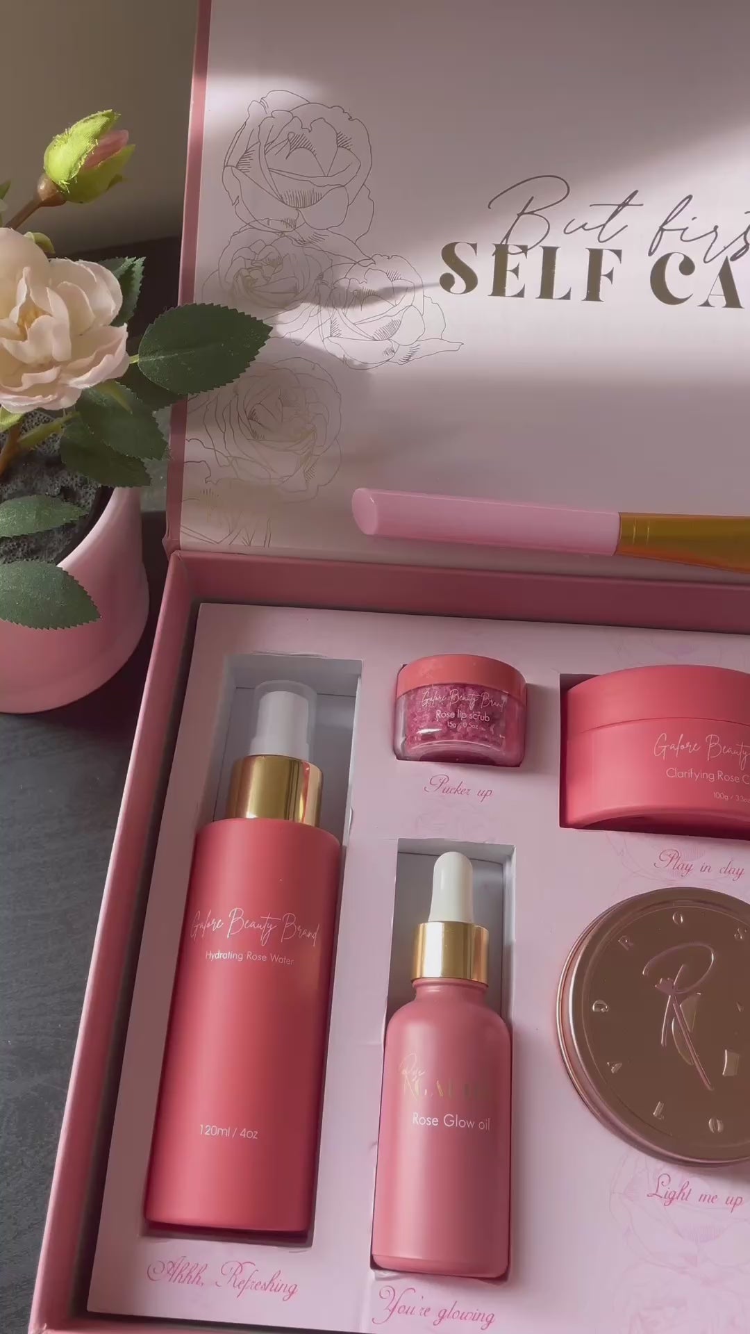 Galore beauty brand rose skincare kit - full quick skincare routine 