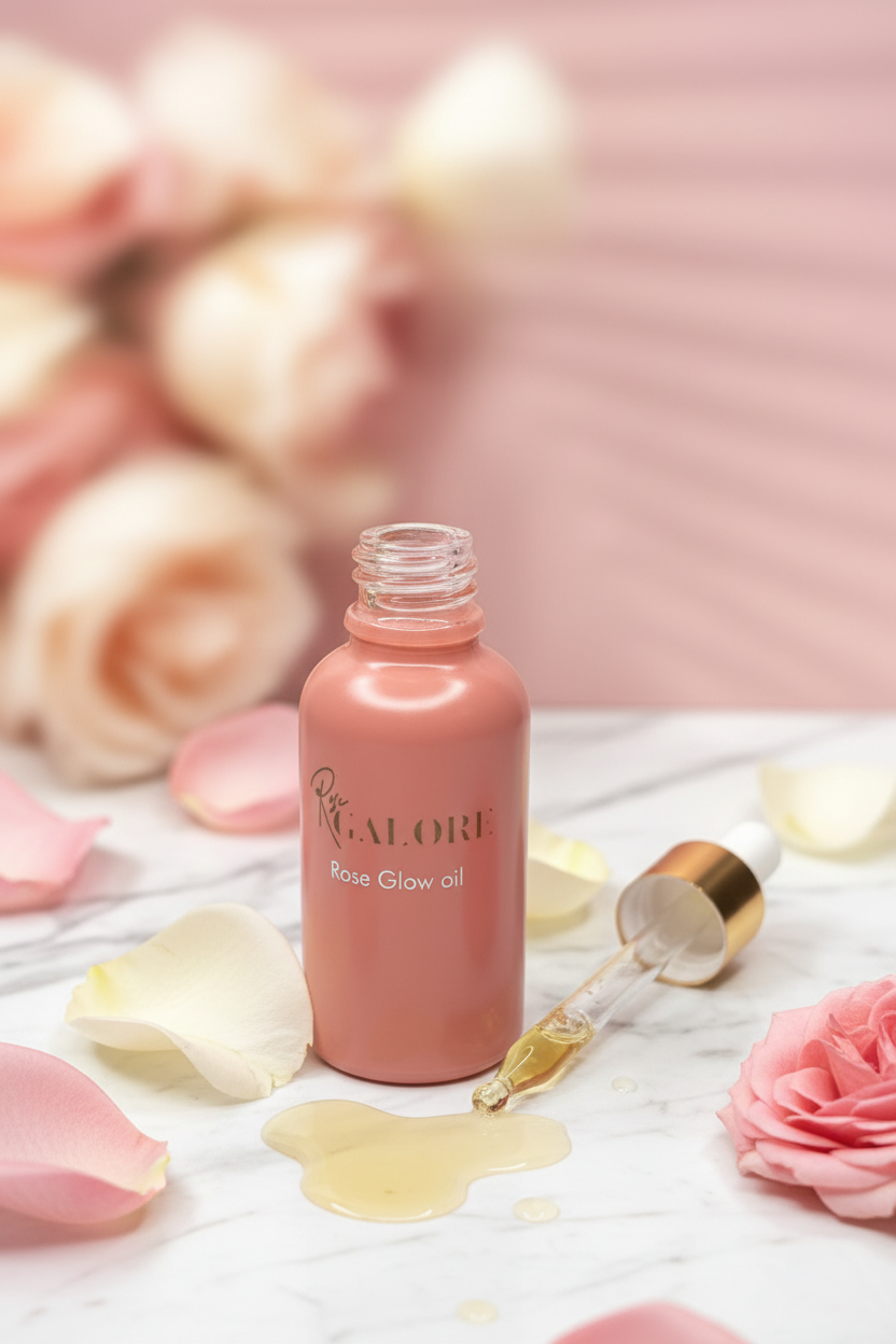 Rose Glow Oil benefits and how to use - hydrating facial oil for dark spots and glowing skin 
